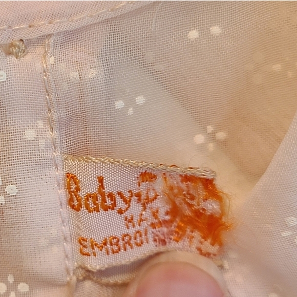 Vintage Embroidered Sheer Peach Swiss Dot Dress 6-12M - Picture 4 of 8